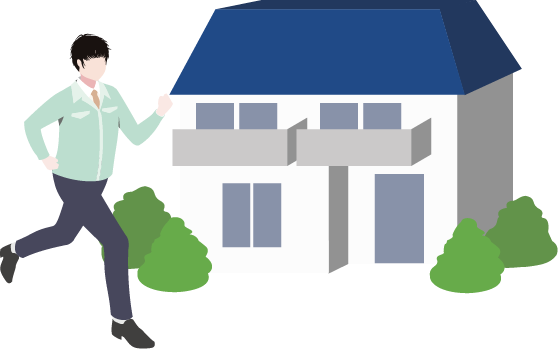 お客様宅に訪問するスタッフのイラスト